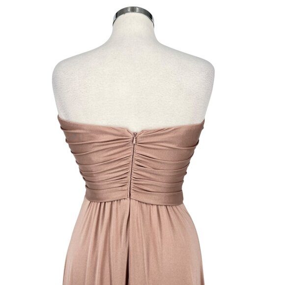 La Femme Blush Pink Strapless High Slit Floor-Length Formal Gown Size 6 - Picture 7 of 16